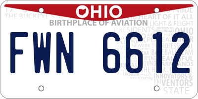 OH license plate FWN6612