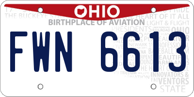 OH license plate FWN6613