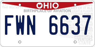 OH license plate FWN6637