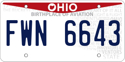 OH license plate FWN6643