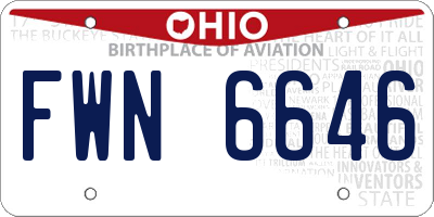 OH license plate FWN6646