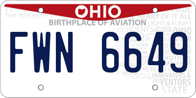 OH license plate FWN6649