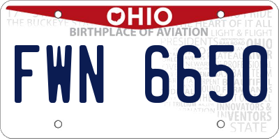 OH license plate FWN6650