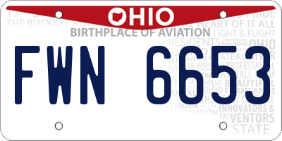 OH license plate FWN6653