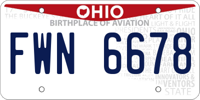 OH license plate FWN6678