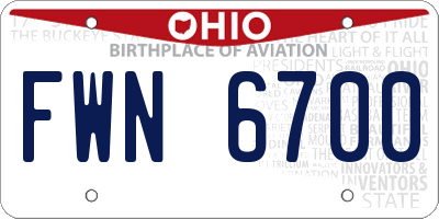 OH license plate FWN6700