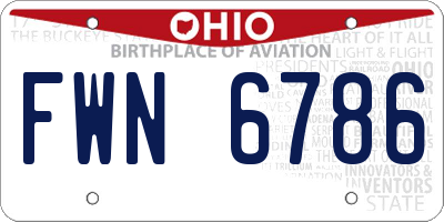 OH license plate FWN6786