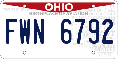 OH license plate FWN6792