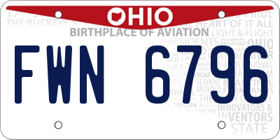 OH license plate FWN6796