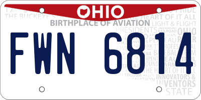 OH license plate FWN6814