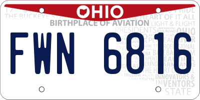OH license plate FWN6816