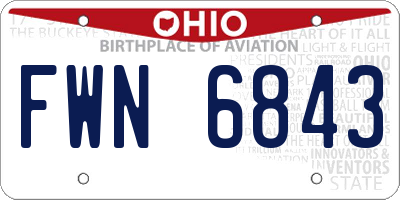 OH license plate FWN6843