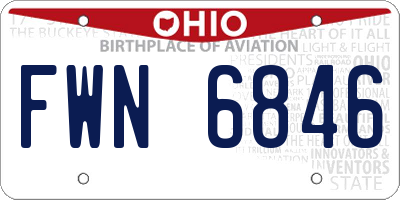 OH license plate FWN6846