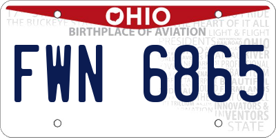 OH license plate FWN6865
