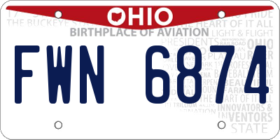 OH license plate FWN6874
