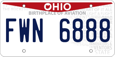 OH license plate FWN6888