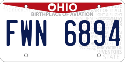 OH license plate FWN6894