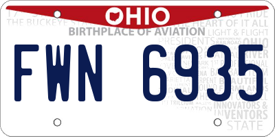 OH license plate FWN6935