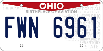 OH license plate FWN6961