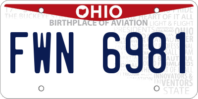 OH license plate FWN6981