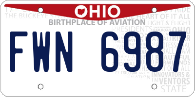 OH license plate FWN6987
