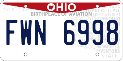 OH license plate FWN6998