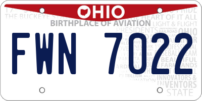 OH license plate FWN7022