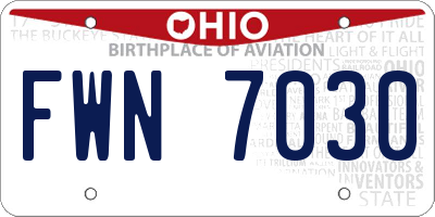 OH license plate FWN7030
