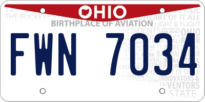 OH license plate FWN7034
