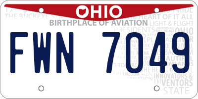 OH license plate FWN7049