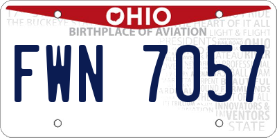 OH license plate FWN7057