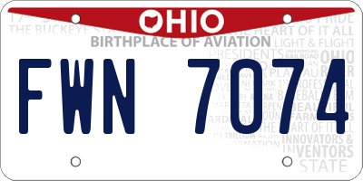 OH license plate FWN7074