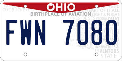 OH license plate FWN7080