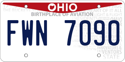 OH license plate FWN7090