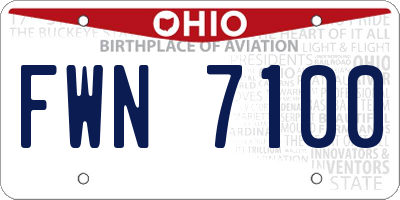 OH license plate FWN7100