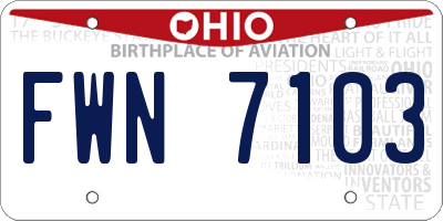 OH license plate FWN7103
