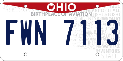 OH license plate FWN7113
