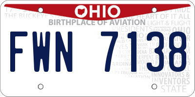 OH license plate FWN7138