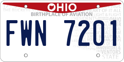 OH license plate FWN7201