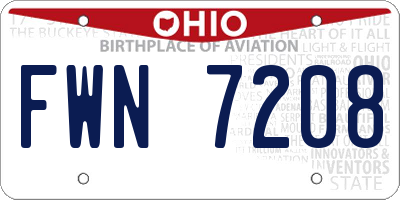 OH license plate FWN7208