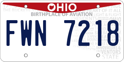 OH license plate FWN7218