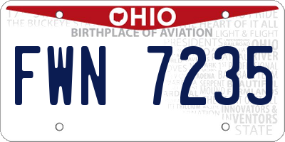 OH license plate FWN7235