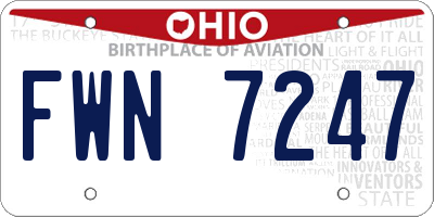 OH license plate FWN7247