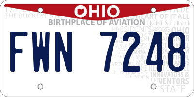 OH license plate FWN7248