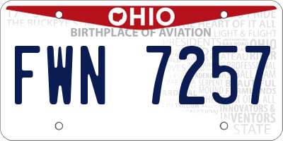 OH license plate FWN7257