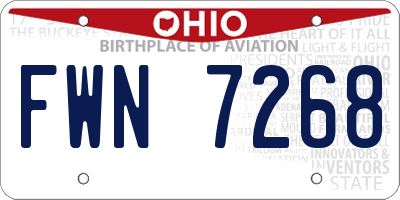 OH license plate FWN7268