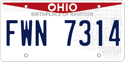 OH license plate FWN7314