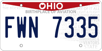 OH license plate FWN7335