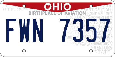 OH license plate FWN7357