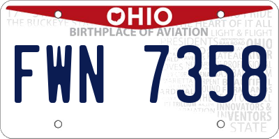 OH license plate FWN7358